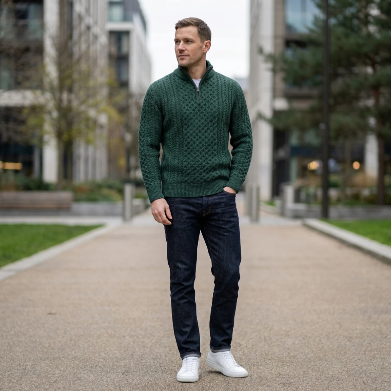 Men's Half Zip Jumper — Knitted Pullover Casual Everyday Knitwear