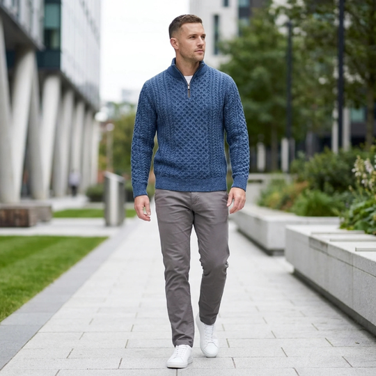 Men's Half Zip Jumper — Knitted Pullover Casual Everyday Knitwear