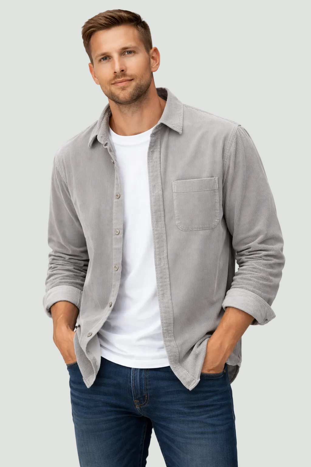 Men's Corduroy Shirt — Soft Texture Relaxed Fit Casual Overshirt
