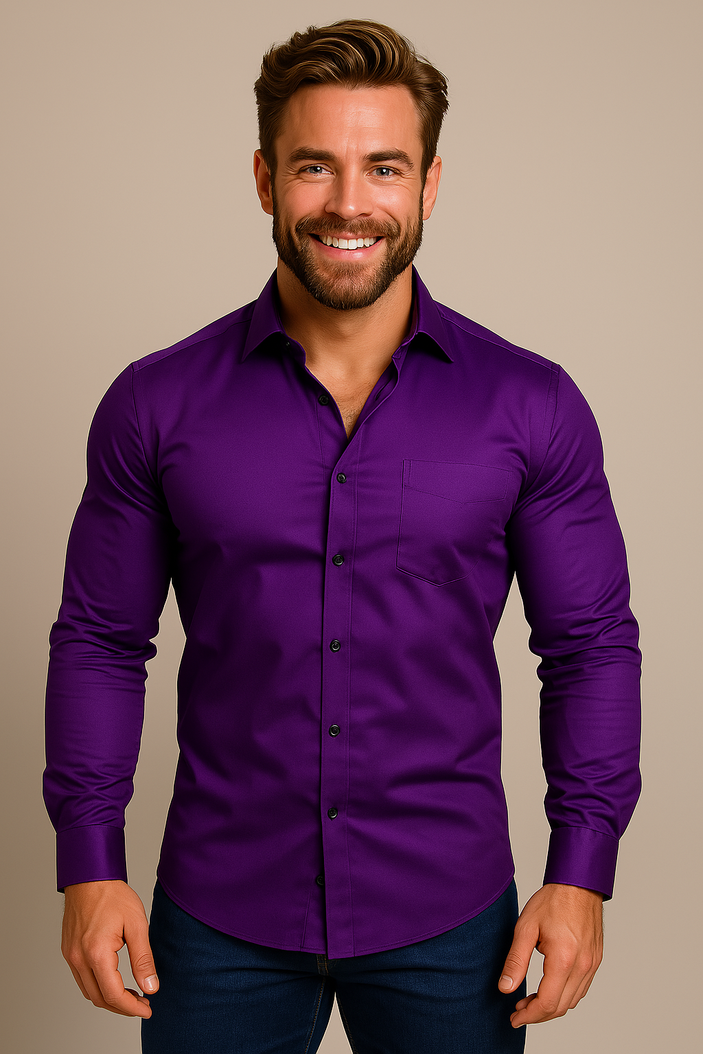 Men’s Wrinkle-Free Long Sleeve Shirt – Classic Button-Up Style
