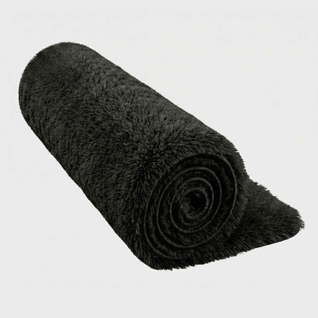 Area Rug with Soft Plush Pile - Black