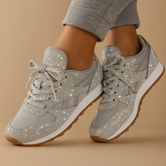 Women’s Glitter Sequin Sneakers – Lace-Up Style with Subtle Lift