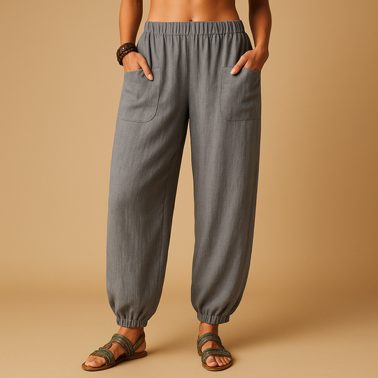 Women’s High-Waisted Linen Boho Trousers – Lightweight & Relaxed for Summer Wear