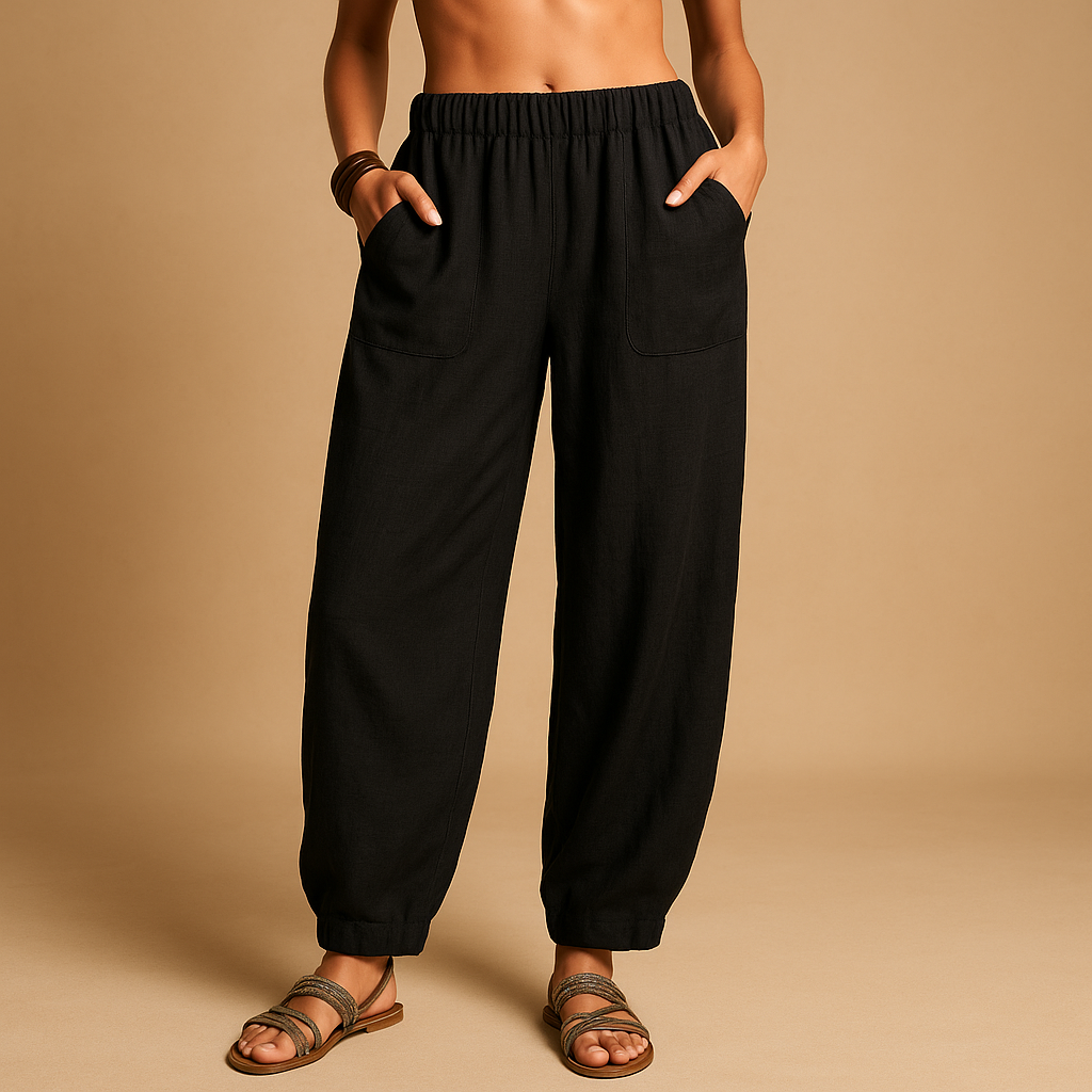 Women’s High-Waisted Linen Boho Trousers – Lightweight & Relaxed for Summer Wear