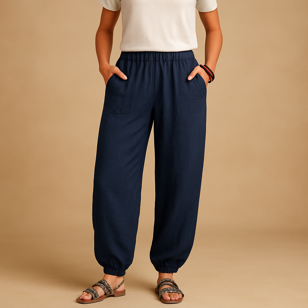 Women’s High-Waisted Linen Boho Trousers – Lightweight & Relaxed for Summer Wear