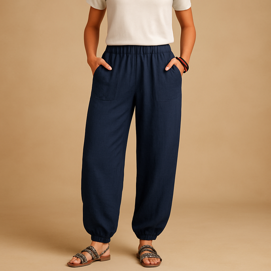 Women’s High-Waisted Linen Boho Trousers – Lightweight & Relaxed for Summer Wear