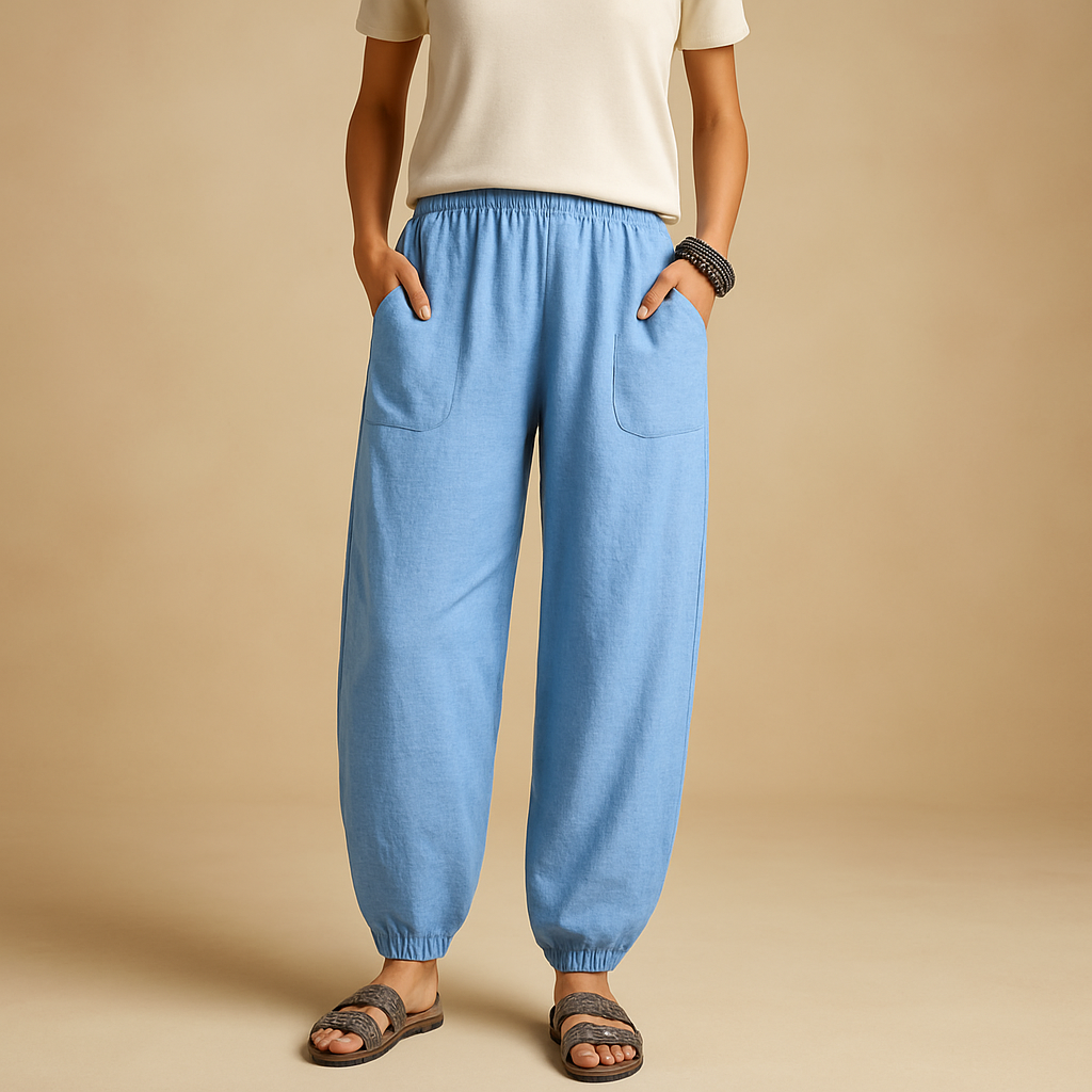 Women’s High-Waisted Linen Boho Trousers – Lightweight & Relaxed for Summer Wear