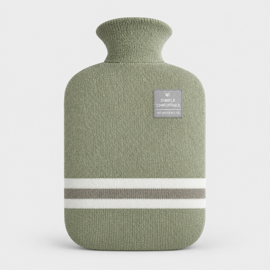 Hot Water Bottle with Cover - Green