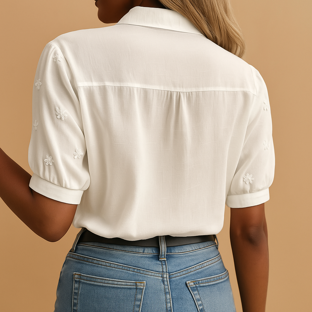 Women's White Blouse | Classic Collar with Button Closure