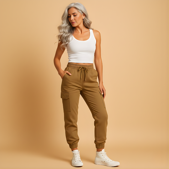 Women’s High-Waisted Slim Cargo Pants – Stretch & Modern Everyday Fit