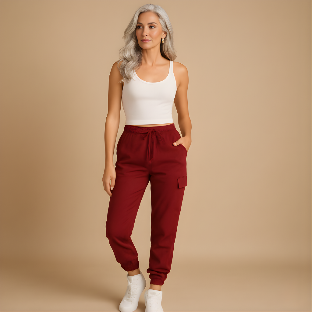 Women’s High-Waisted Slim Cargo Pants – Stretch & Modern Everyday Fit
