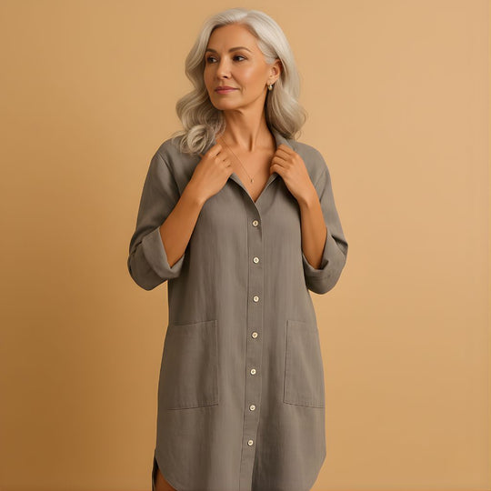 Women’s Casual Shirt Dress with Pockets – Comfortable & Versatile for Everyday Wear