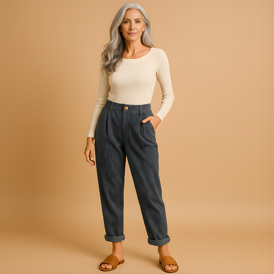 Women’s High-Waist Corduroy Pants – Relaxed Straight-Leg Fit for Everyday Wear
