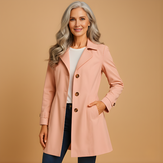 Women’s Long Windproof Rain Jacket with Hood – Adjustable Fit for Everyday Wear