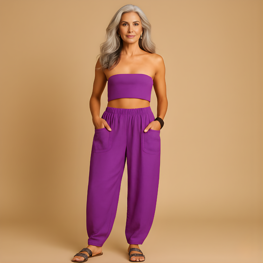 Women’s High-Waisted Linen Boho Trousers – Lightweight & Relaxed for Summer Wear
