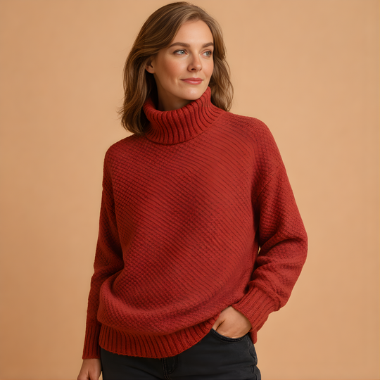 Women’s Knitted Turtleneck Sweater – Elegant & Comfortable for Cooler Days