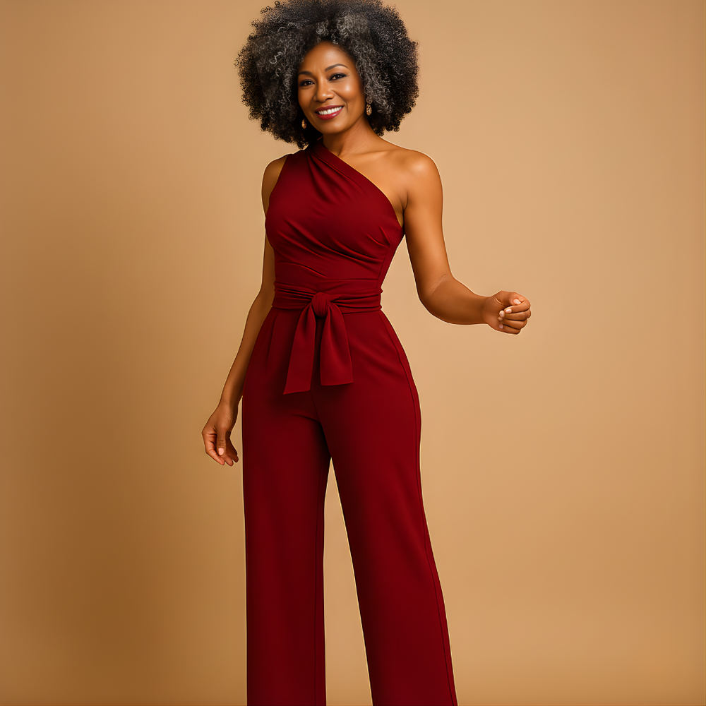 Women’s One-Shoulder Wide-Leg Jumpsuit – Elegant & Comfortable for Special Occasions