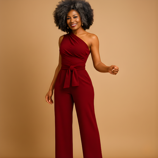 Women’s One-Shoulder Wide-Leg Jumpsuit – Elegant & Comfortable for Special Occasions