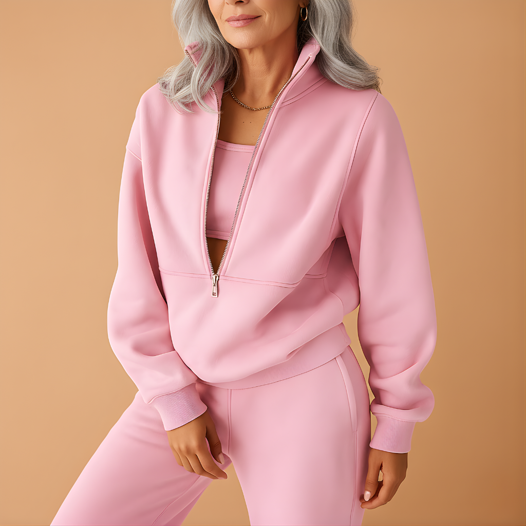 Women’s Half-Zip Sweatshirt & Jogger Set
