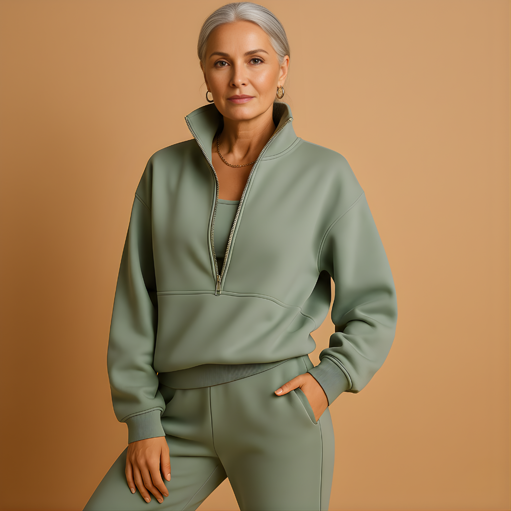 Women’s Half-Zip Sweatshirt & Jogger Set