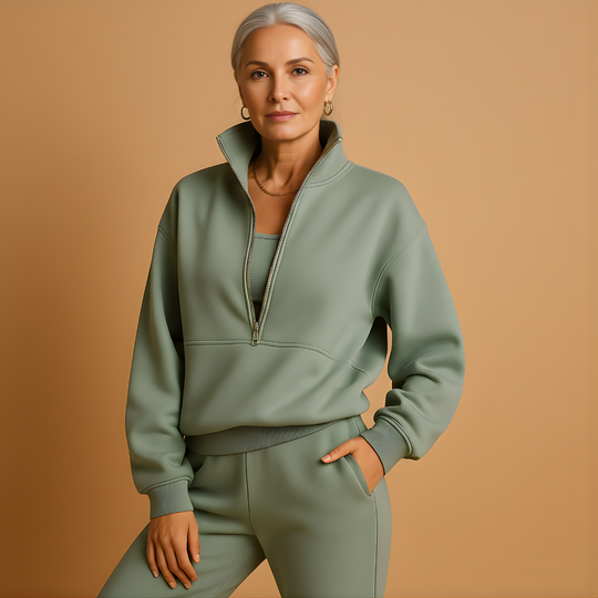 Women’s Half-Zip Sweatshirt & Jogger Set