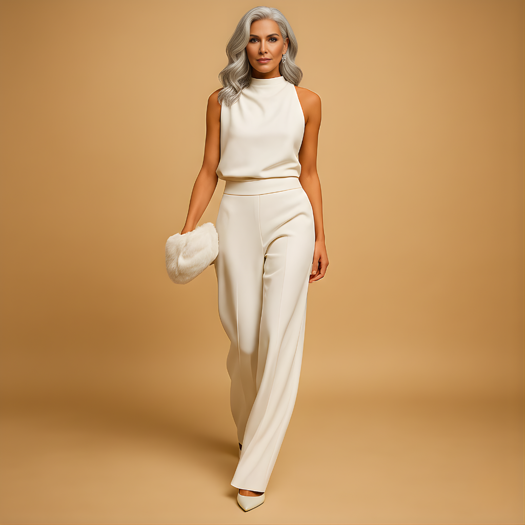 Women’s Halter-Neck Wide-Leg Jumpsuit – Elegant & Comfortable for Evening Wear