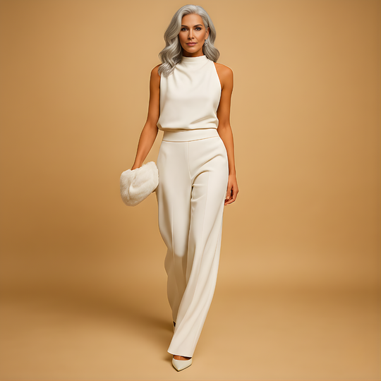 Women’s Halter-Neck Wide-Leg Jumpsuit – Elegant & Comfortable for Evening Wear
