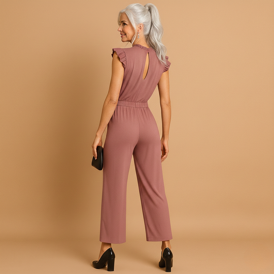Women’s Tailored Jumpsuit with Cap Sleeves & Belt – Elegant & Refined for Special Occasions