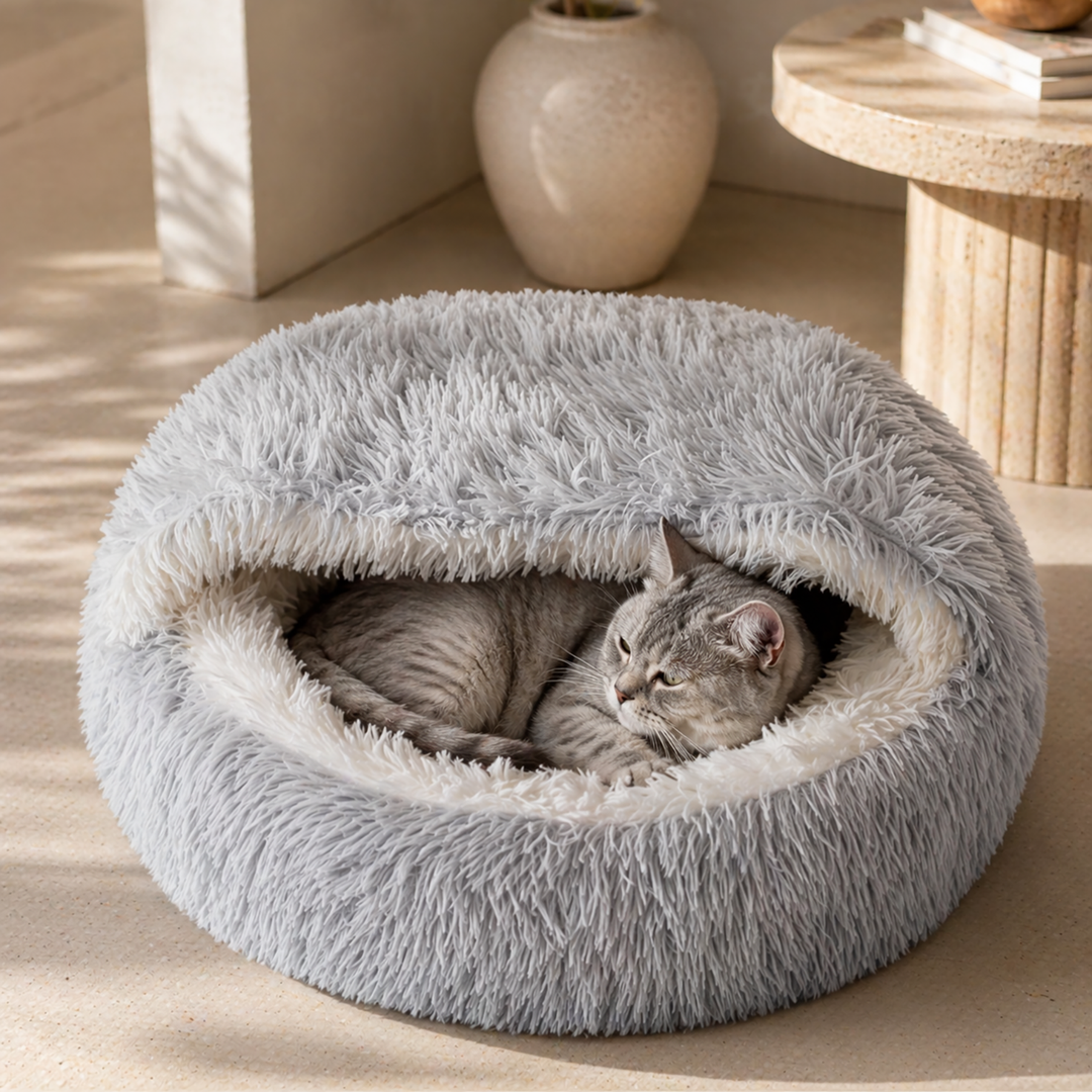 Cat Bed with Fluffy Plush Nest - image 3