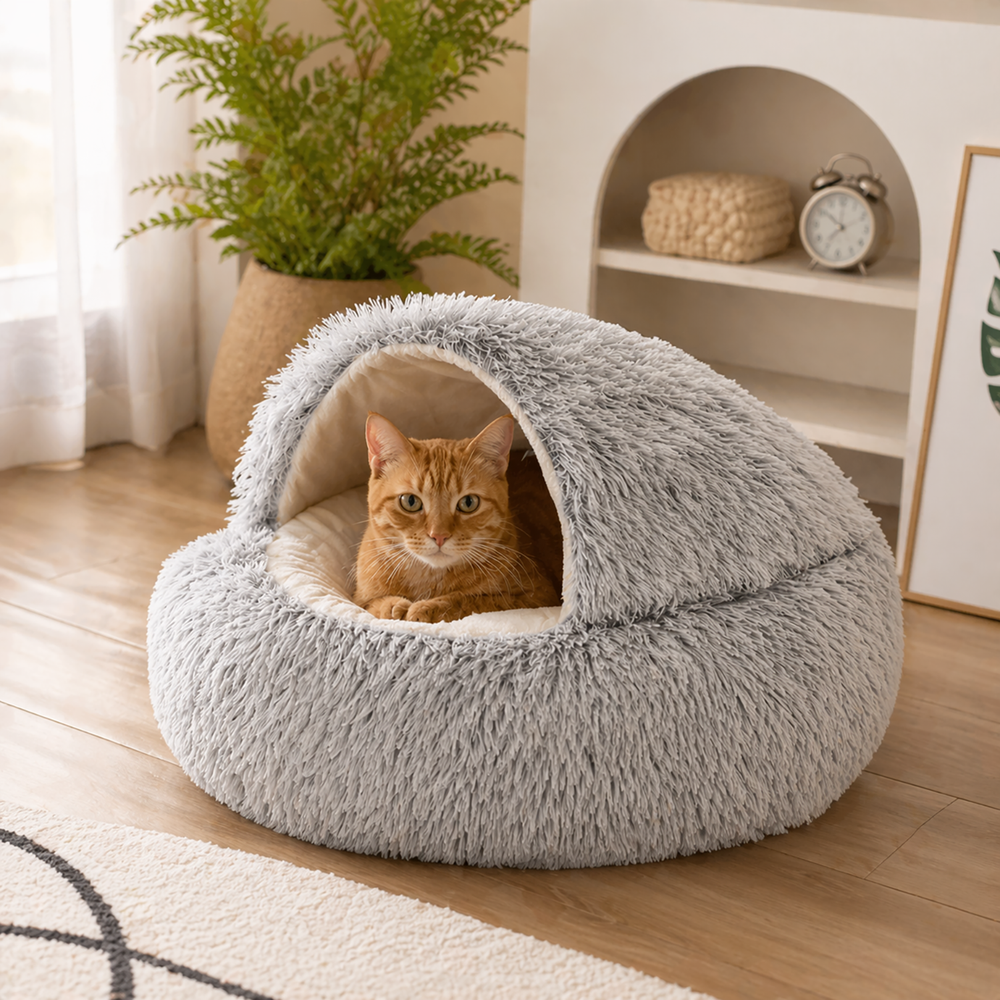 Cat Bed with Fluffy Plush Nest - image 2