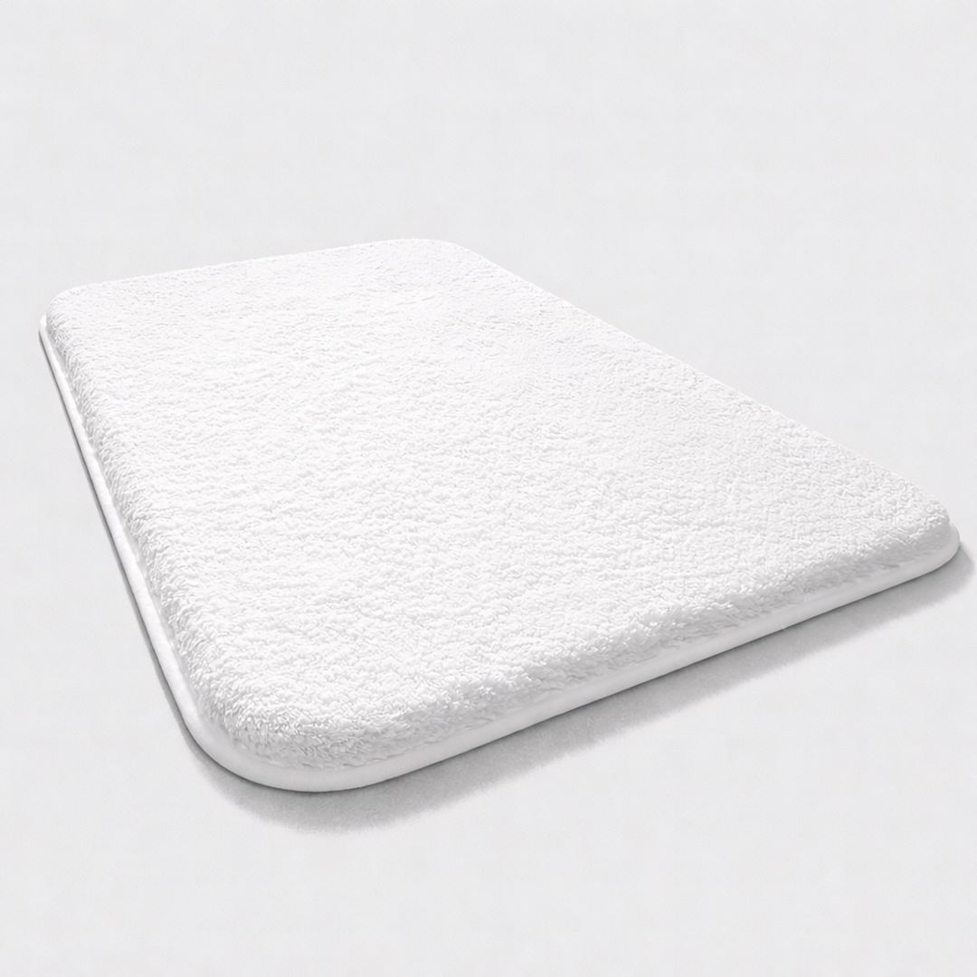 Bath Mat Plush Microfibre - White
