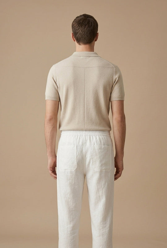 Men's Woven Straight Leg Trousers — Elastic Drawstring Waist, Casual Summer Pants