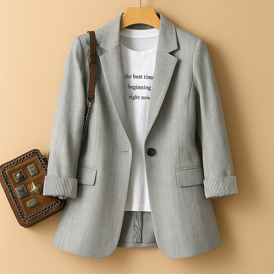 Women's Tailored Blazer – Casual Long Sleeve Jacket, Fitted Silhouette