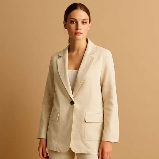 Women's Tailored Blazer – Casual Long Sleeve Jacket, Fitted Silhouette
