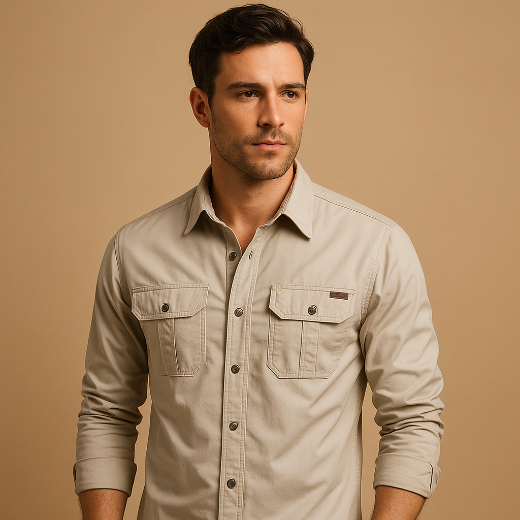 Men’s Casual Cotton Cargo Shirt with Pockets – Relaxed & Versatile Everyday Wear