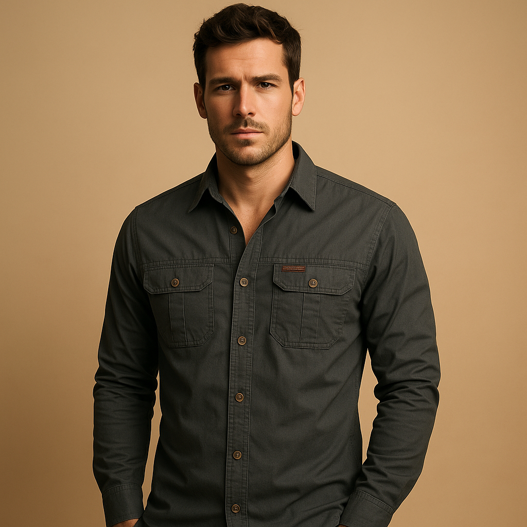 Men’s Casual Cotton Cargo Shirt with Pockets – Relaxed & Versatile Everyday Wear