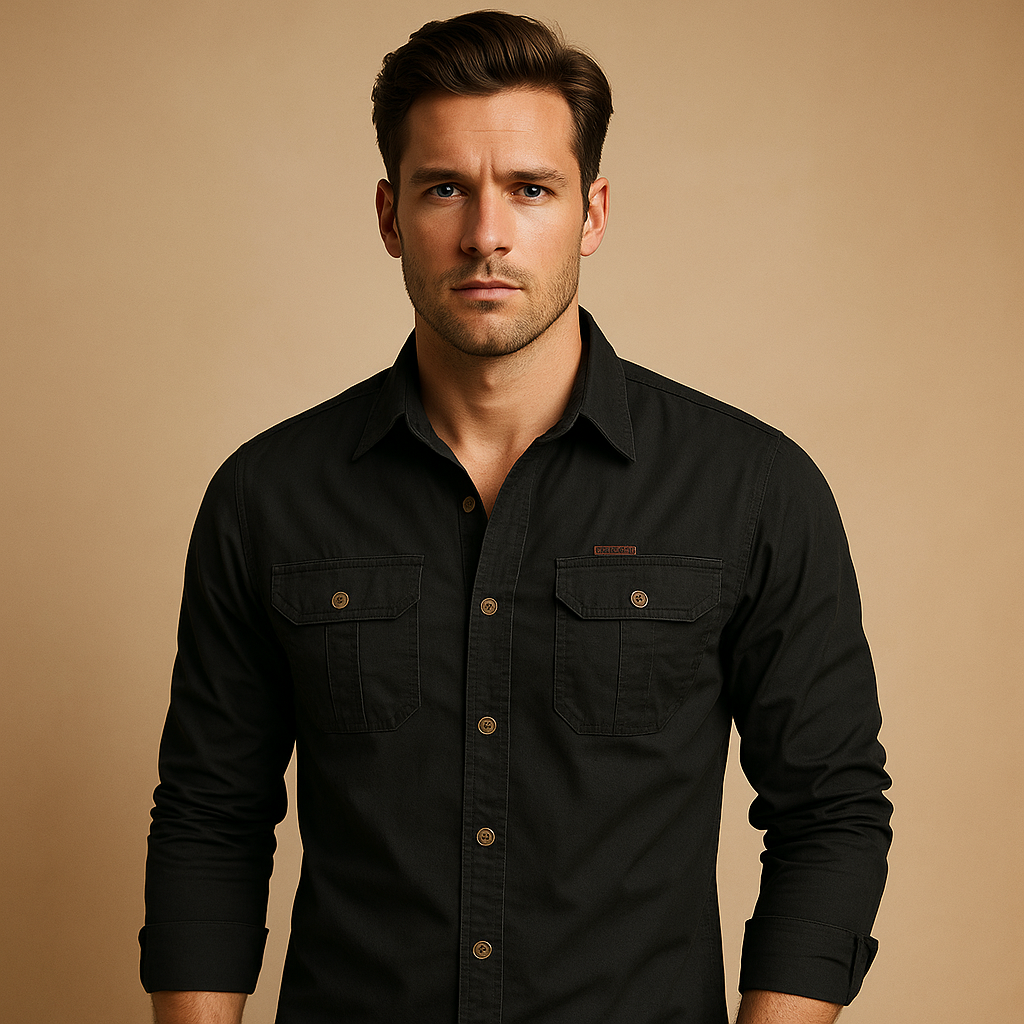 Men’s Casual Cotton Cargo Shirt with Pockets – Relaxed & Versatile Everyday Wear