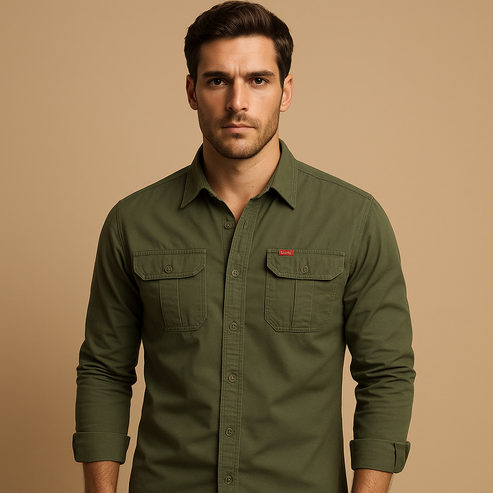 Men’s Casual Cotton Cargo Shirt with Pockets – Relaxed & Versatile Everyday Wear