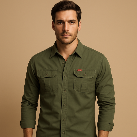 Men’s Casual Cotton Cargo Shirt with Pockets – Relaxed & Versatile Everyday Wear