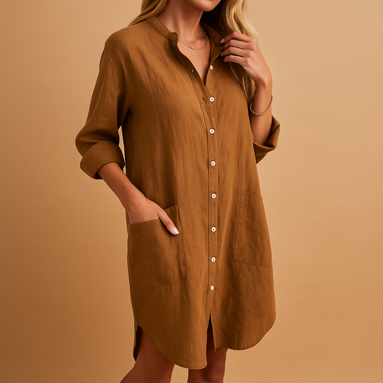 Women’s Casual Shirt Dress with Pockets – Comfortable & Versatile for Everyday Wear
