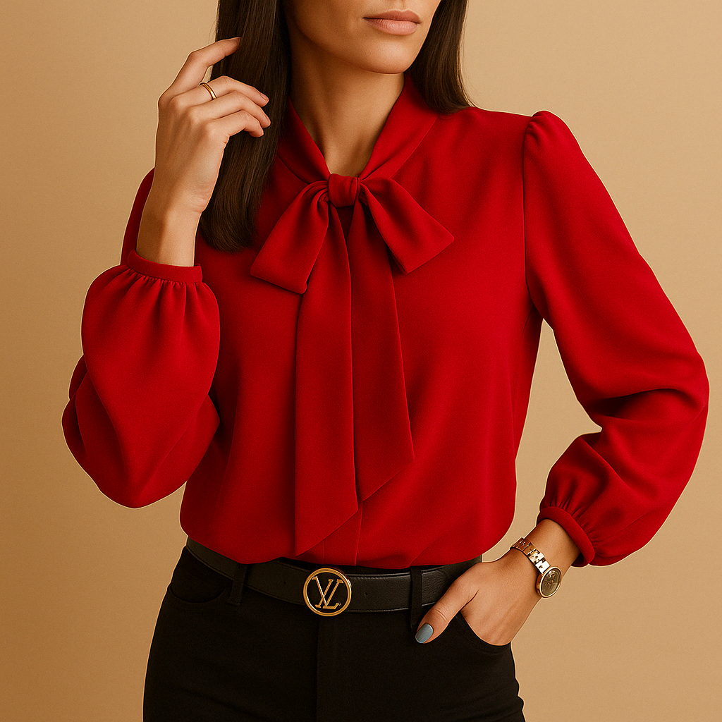 Women’s Bow-Tie Neck Blouse – Chic & Versatile for Everyday Wear