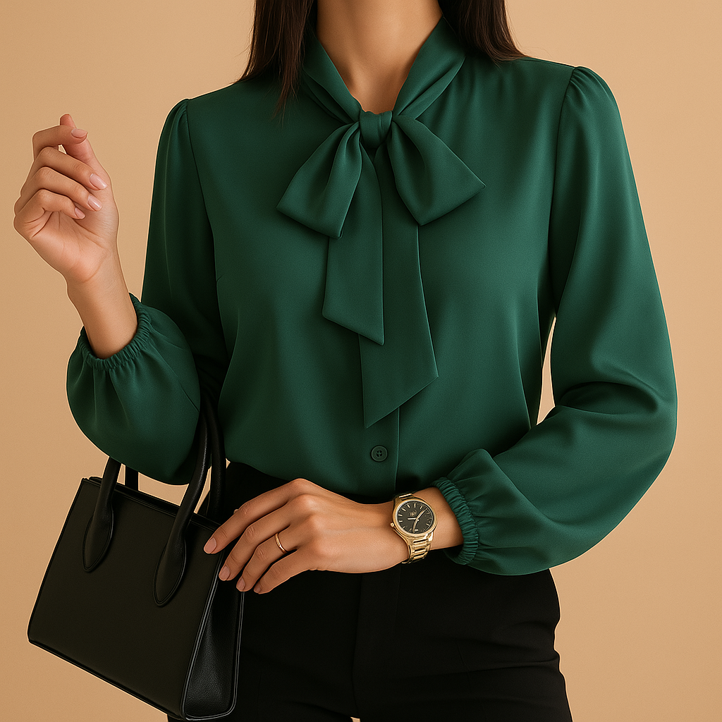 Women’s Bow-Tie Neck Blouse – Chic & Versatile for Everyday Wear