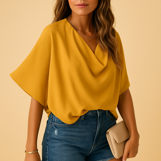 Women’s Chiffon Batwing Blouse – Relaxed Fit with V-Neck