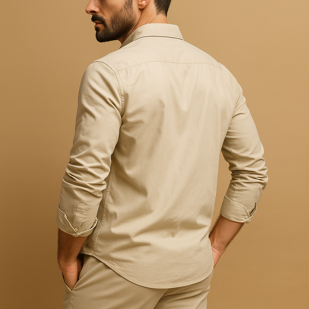 Men’s Classic Long Sleeve Shirt with Lapel Collar