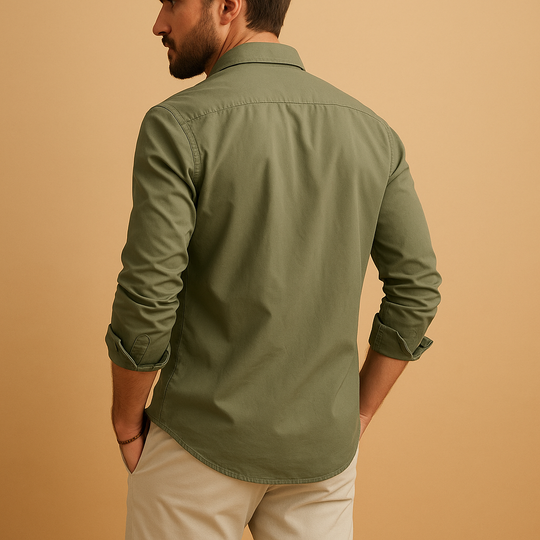 Men’s Classic Long Sleeve Shirt with Lapel Collar