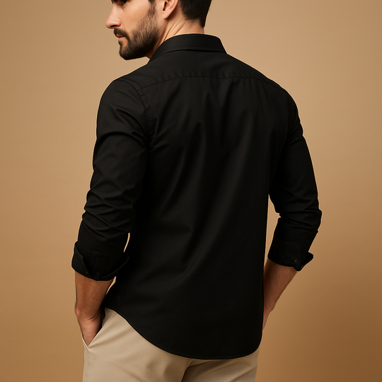 Men’s Classic Long Sleeve Shirt with Lapel Collar