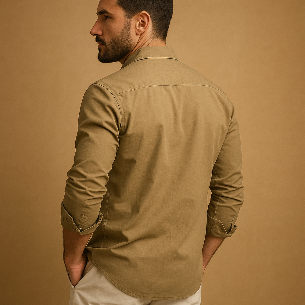 Men’s Classic Long Sleeve Shirt with Lapel Collar