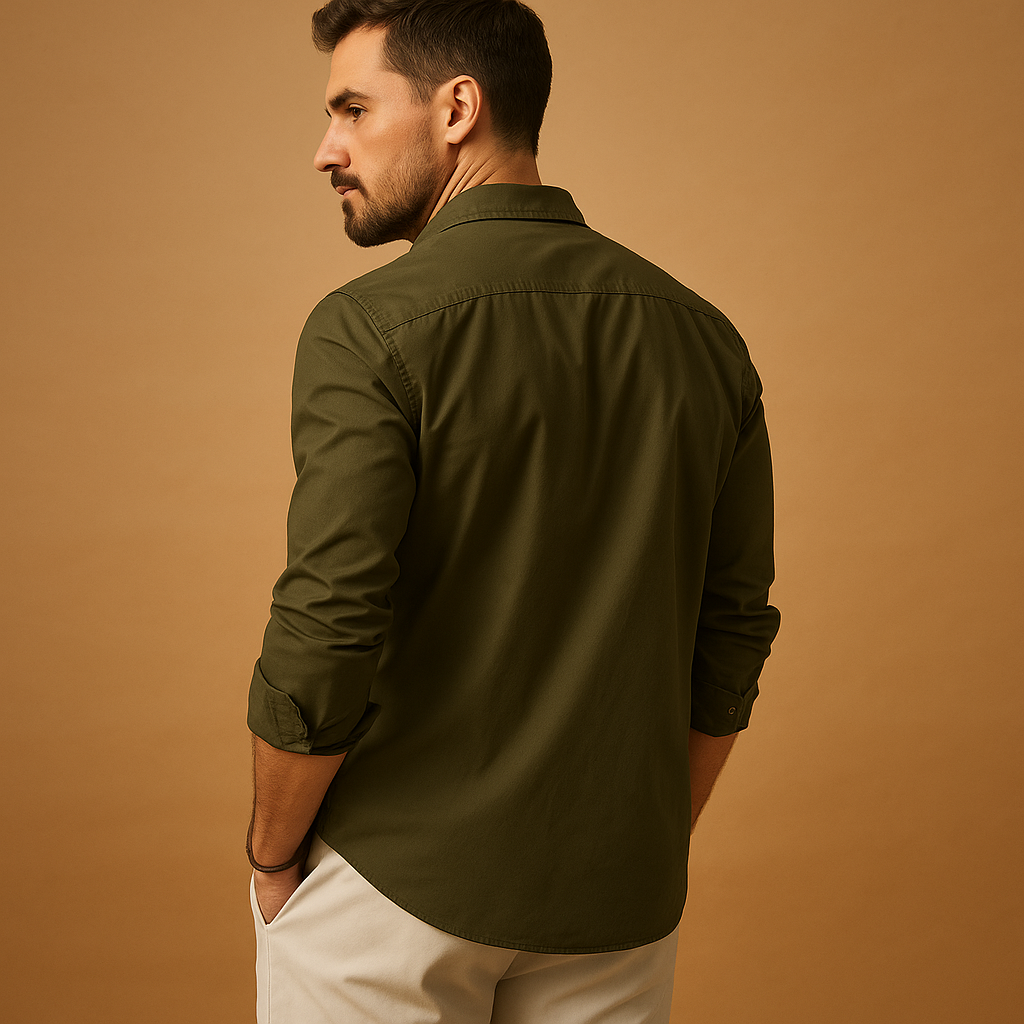 Men’s Classic Long Sleeve Shirt with Lapel Collar