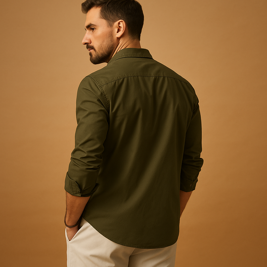 Men’s Classic Long Sleeve Shirt with Lapel Collar