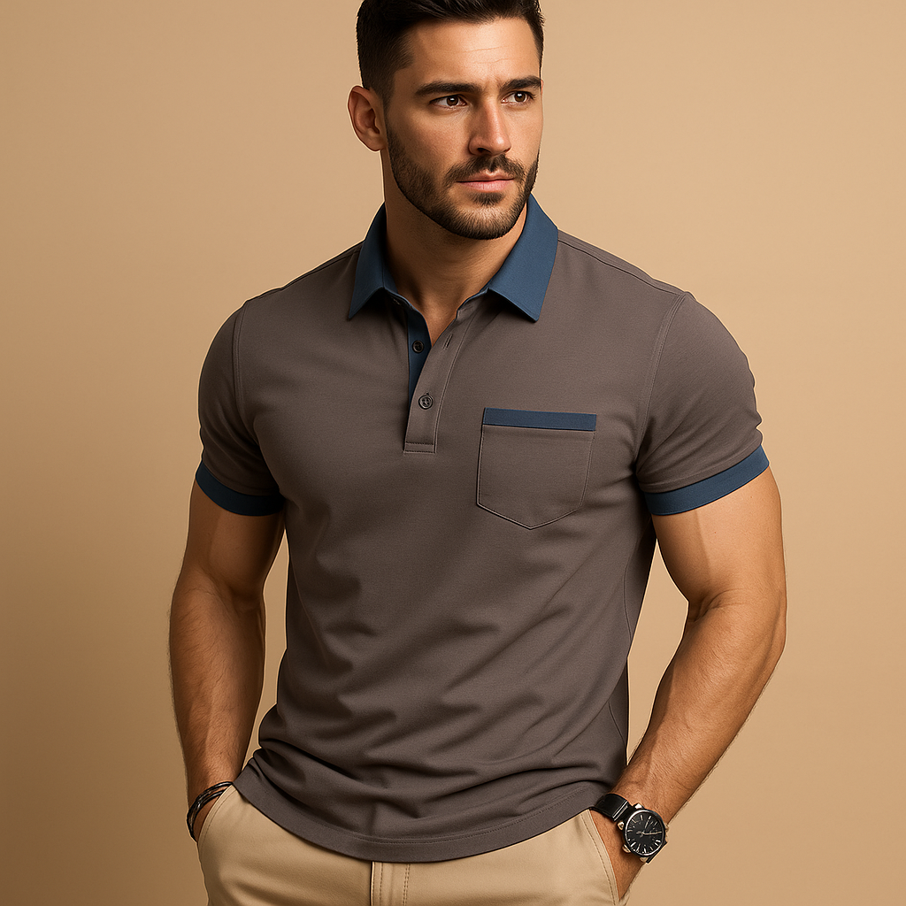 Men’s Classic Short Sleeve Polo Shirt – Button Closure & Versatile Style